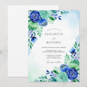 Invitation Mariage Royal Blue Serene Meadow (Devant / Derrière)