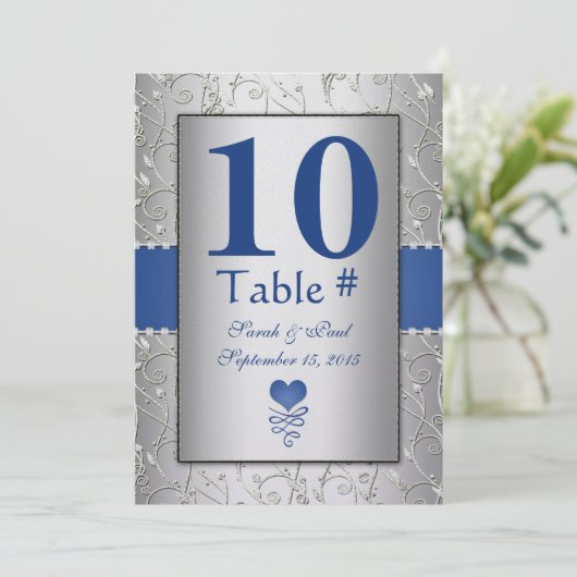 Invitation Mariage Royal Blue Silver (Debout devant)