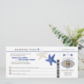 Invitation Mariage Royal Blue Tan Starfish Boarding Pass (Debout devant)