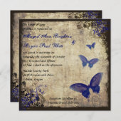 Invitation Mariage Royal Blue Vintage papillon (Devant / Derrière)