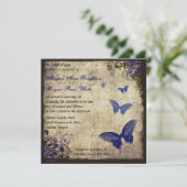 Invitation Mariage Royal Blue Vintage papillon (Debout devant)