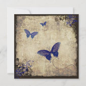 Invitation Mariage Royal Blue Vintage papillon (Dos)