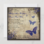 Invitation Mariage Royal Blue Vintage papillon (Devant)