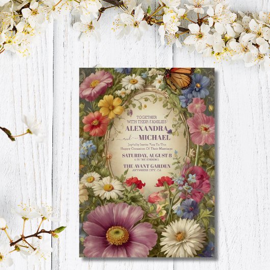 Invitation Mariage royal de Victoria Whimsical Floral Ornemen