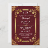 Invitation Mariage Royal d'Or de Bourgogne Médiéval (Devant)