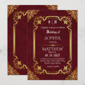 Invitation Mariage Royal d'Or de Bourgogne Médiéval (Devant / Derrière)
