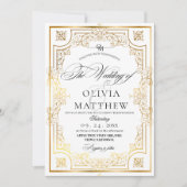 Invitation Mariage Royal Gold et White Script (Devant)