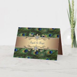 Invitation Mariage Royal Indien Paon Or Vert Emeraude