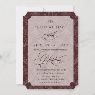 Invitation Mariage Royal Luxe Bourgogne