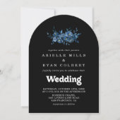 Invitation Mariage Royal Navy Fleurs Avant & Arrière (Devant)