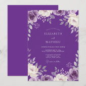 Invitation Mariage Royal Pétale Pourpre (Devant / Derrière)
