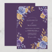 Invitation Mariage Royal Raffiné Deep Purple (Devant / Derrière)
