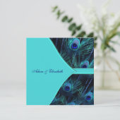 Invitation Mariage Royal Turquoise Blue Peacock (Debout devant)