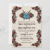 Invitation Mariage RPG sur le thème des roses rouges Monogram (Devant)