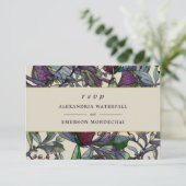 Invitation Mariage RSVP aquarelle botanique violet floral (Debout devant)