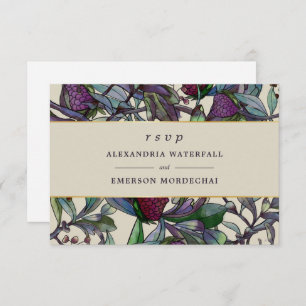 Invitation Mariage RSVP aquarelle botanique violet floral