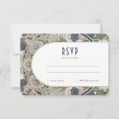 Invitation Mariage RSVP bleu marine Insérer Art Nouveau Vinta (Devant)