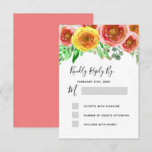 Invitation Mariage RSVP Blush Rose Floral Elegant Aquarelle