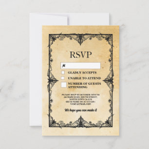 Invitation Mariage RSVP cadre gothique Rustique Halloween Car