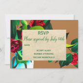 Invitation Mariage RSVP camellia floral pays rustique (Devant)