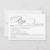 Invitation Mariage rsvp chic calligraphie noir blanc (Devant)