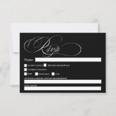 Invitation Mariage rsvp chic en calligraphie noire blanche (Devant)