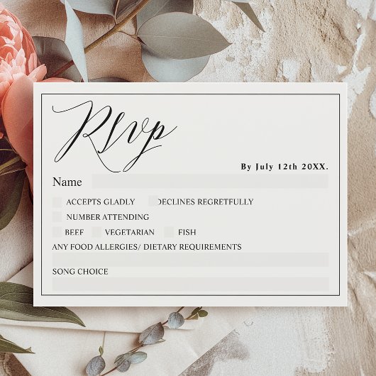 Invitation Mariage rsvp chic noir blanc