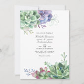 Invitation Mariage RSVP Code QR Cactus Succulentes Aquarelle (Devant)