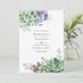 Invitation Mariage RSVP Code QR Cactus Succulentes Aquarelle (Debout devant)