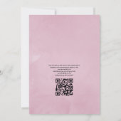 Invitation Mariage RSVP Code QR Fleur de Cerisier Rose Géomét (Dos)