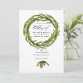 Invitation Mariage RSVP Code QR Pins Aquarelle Hivernale (Debout devant)