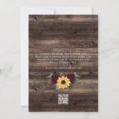 Invitation Mariage RSVP Code QR Roses Soleil Rustique (Dos)
