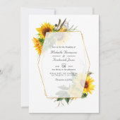 Invitation Mariage RSVP Code QR Rustique Tournesol Géométriqu (Devant)