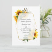 Invitation Mariage RSVP Code QR Rustique Tournesol Géométriqu (Debout devant)