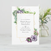 Invitation Mariage RSVP Code QR Succulents Géométriques (Debout devant)