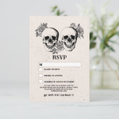 Invitation Mariage RSVP crâne gothique Rustique Halloween Car (Debout devant)