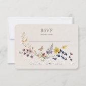 Invitation Mariage RSVP fleur sauvage Insérer Bohème Vintage (Devant)