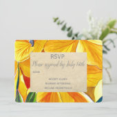 Invitation Mariage RSVP fleurs jaunes pays rustique (Debout devant)