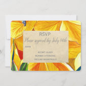 Invitation Mariage RSVP fleurs jaunes pays rustique (Devant)
