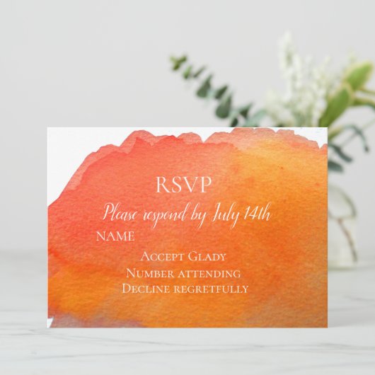 Invitation Mariage RSVP orange moderne aquarelle RSVP (Debout devant)