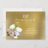 Invitation Mariage RSVP pastel thème floral et or (Devant)
