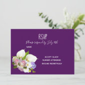 Invitation Mariage RSVP pastel thème floral et violet (Debout devant)