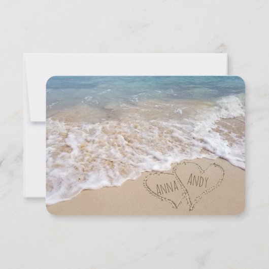 Invitation mariage RSVP-plage coeurs dans le sable (Dos)