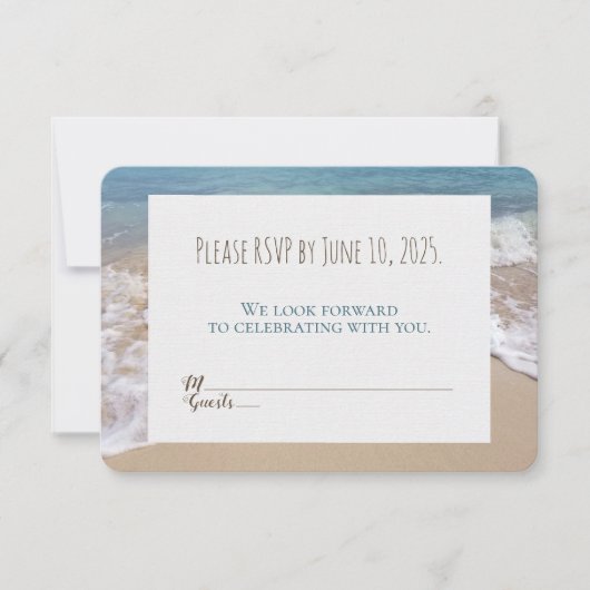 Invitation mariage RSVP-plage coeurs dans le sable (Devant)
