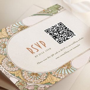 Invitation Mariage RSVP QR Code Art Nouveau Vintage Mucha