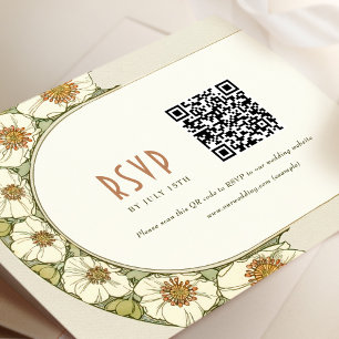 Invitation Mariage RSVP QR Code Art Nouveau Vintage Mucha