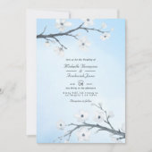 Invitation Mariage RSVP QR Code de fleurs de cerisiers blancs (Devant)