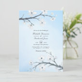 Invitation Mariage RSVP QR Code de fleurs de cerisiers blancs (Debout devant)