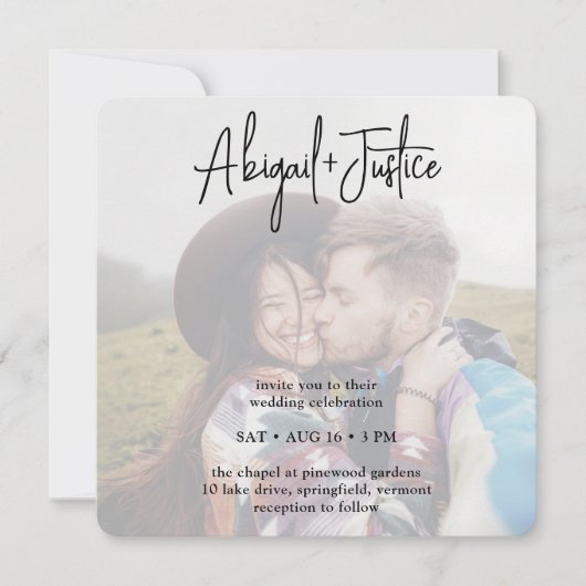 Invitation Mariage RSVP QR tout-en-un simple 2 superposition (Devant)