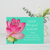 Invitation Mariage RSVP rose lotus aquarelle art fleur (Debout devant)